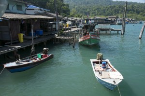 Moored fishing boats